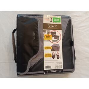 Five Star 3" Zipper Binder 850-Sheet NWT Black & Gray Padded Case